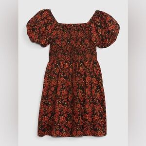 GAP Kids Puff Sleeve Smocked Dress Black Floral Thanksgiving dress
